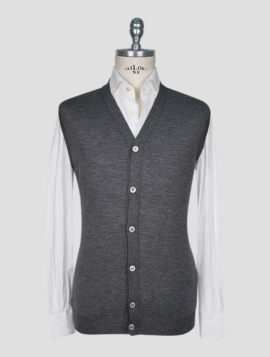 Kiton Gray Wool Cashmere Cardigan