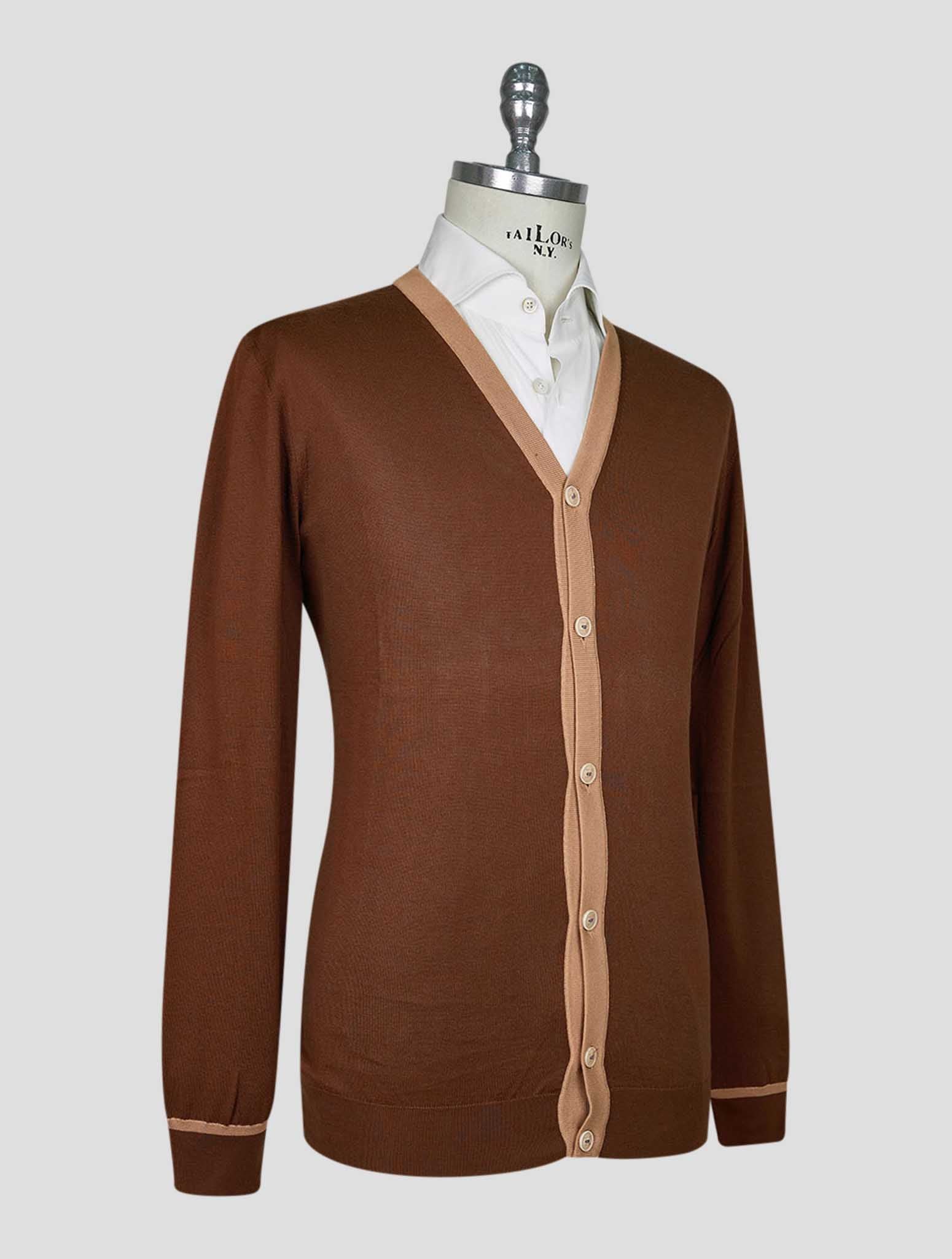 Kiton Brown Beige Cotton Cardigan