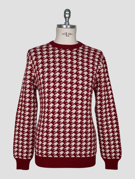 Kiton Red White Cashmere Sweater Crewneck