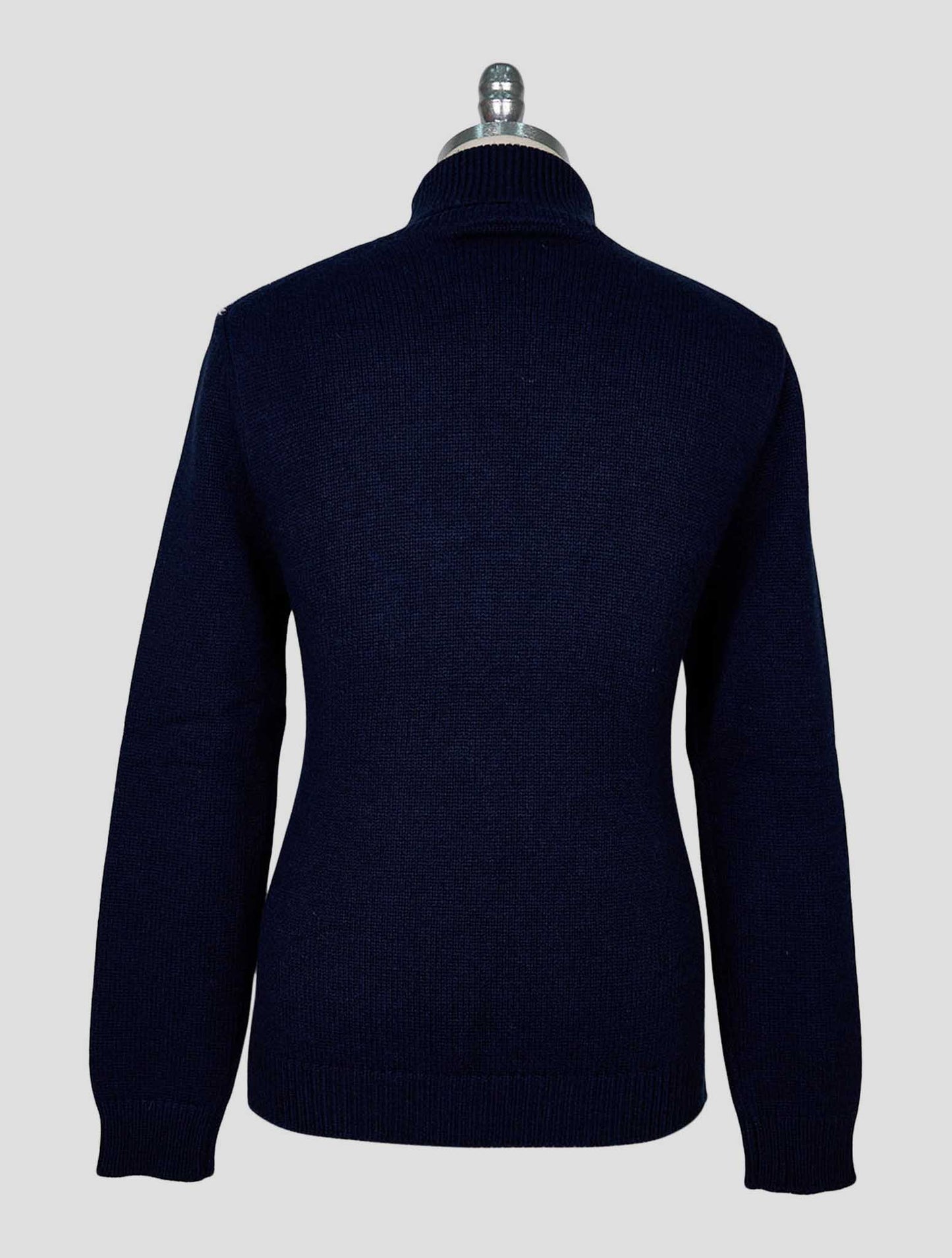 Kiton Blue White Cashmere Sweater Turtleneck