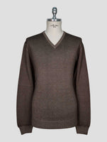 Kiton Brown Wool Sweater V-Neck