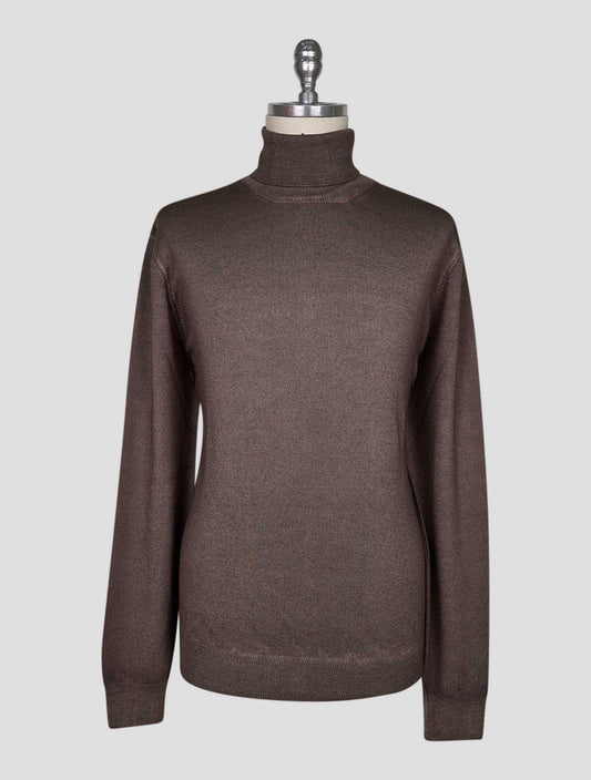 Kiton Brown Wool Sweater Turtleneck