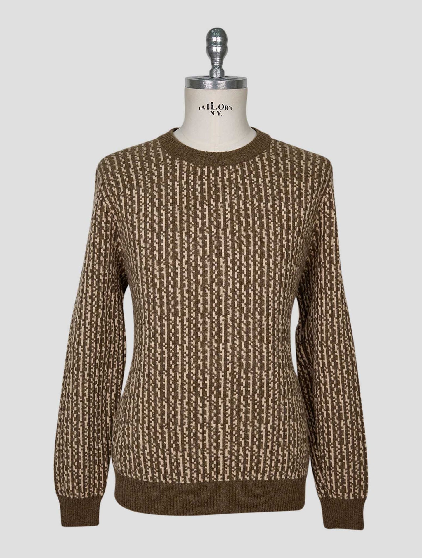 Kiton Brown Whote Cashmere Sweater Crewneck