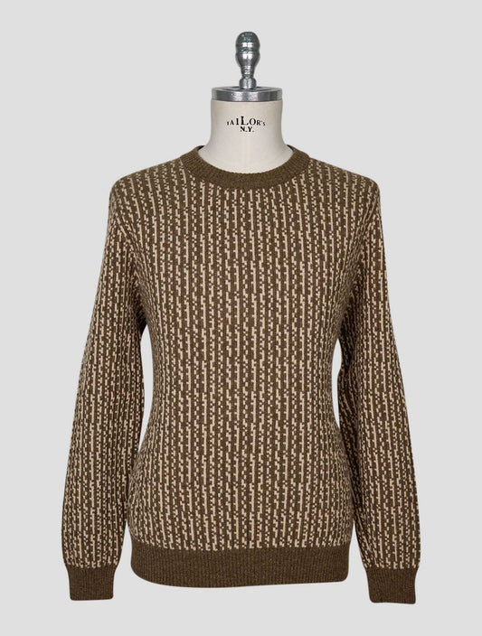 Kiton Brown Whote Cashmere Sweater Crewneck
