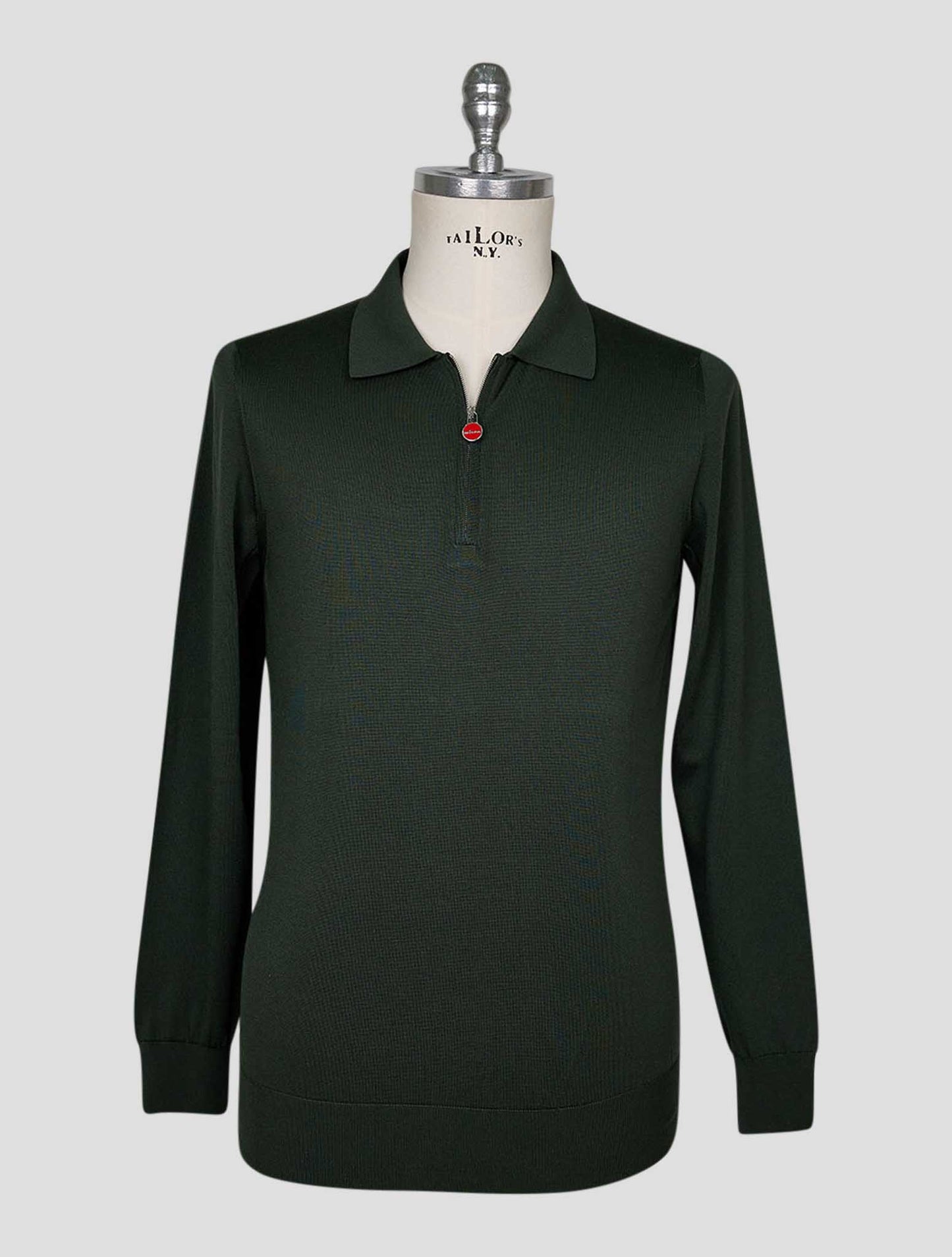 Kiton Green Silk Sweater Half Zip