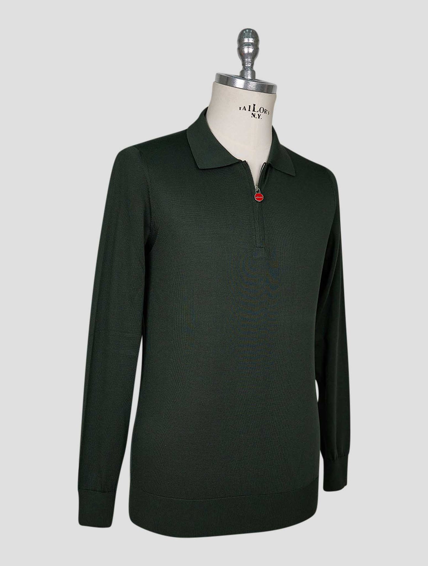 Kiton Green Silk Sweater Half Zip