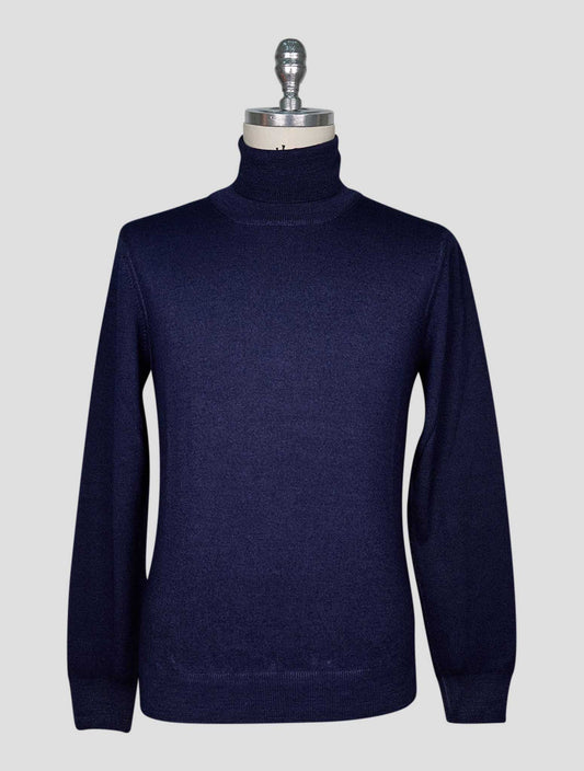 Kiton Blue Wool Sweater Turtleneck