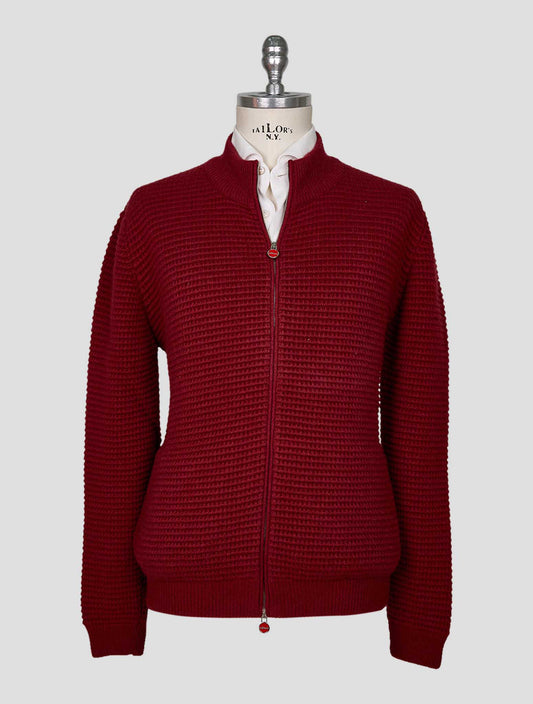 Kiton Burgundy Cashmere Coat Sweater Full Zip