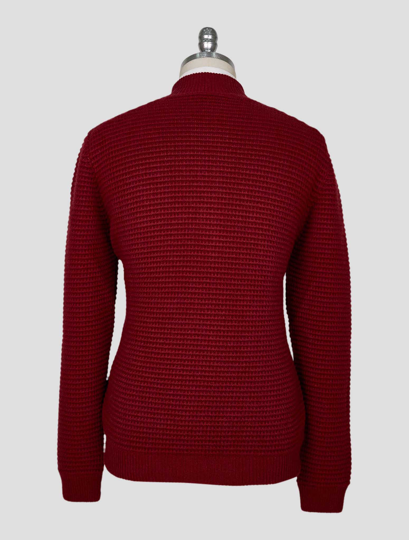 Kiton Burgundy Cashmere Coat Sweater Full Zip