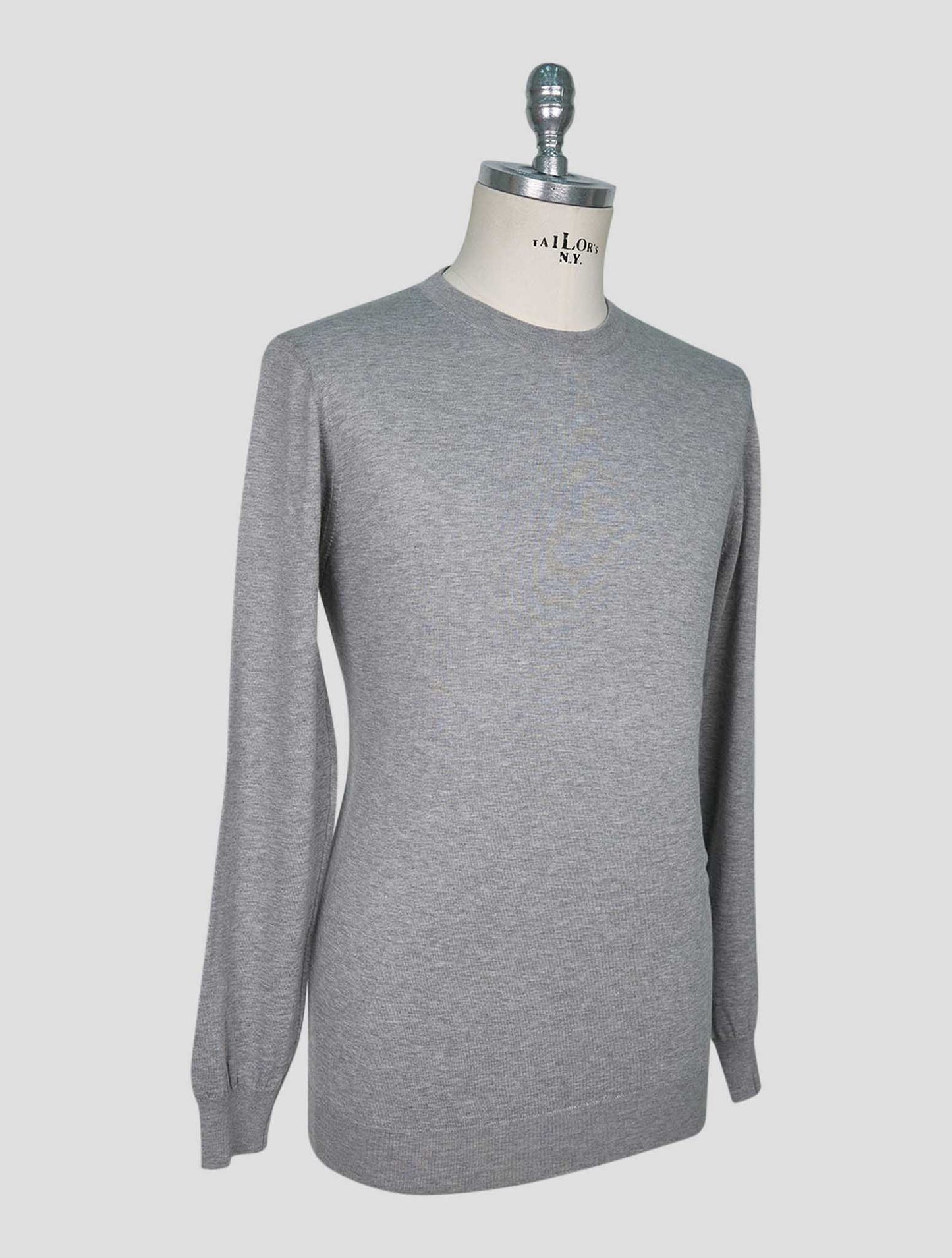 Kiton Gray Cotton Sweater Crewneck