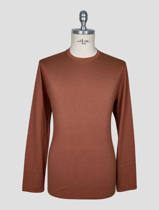 Kiton Brown Cotton Cashmere T-Shirt Long Sleeve