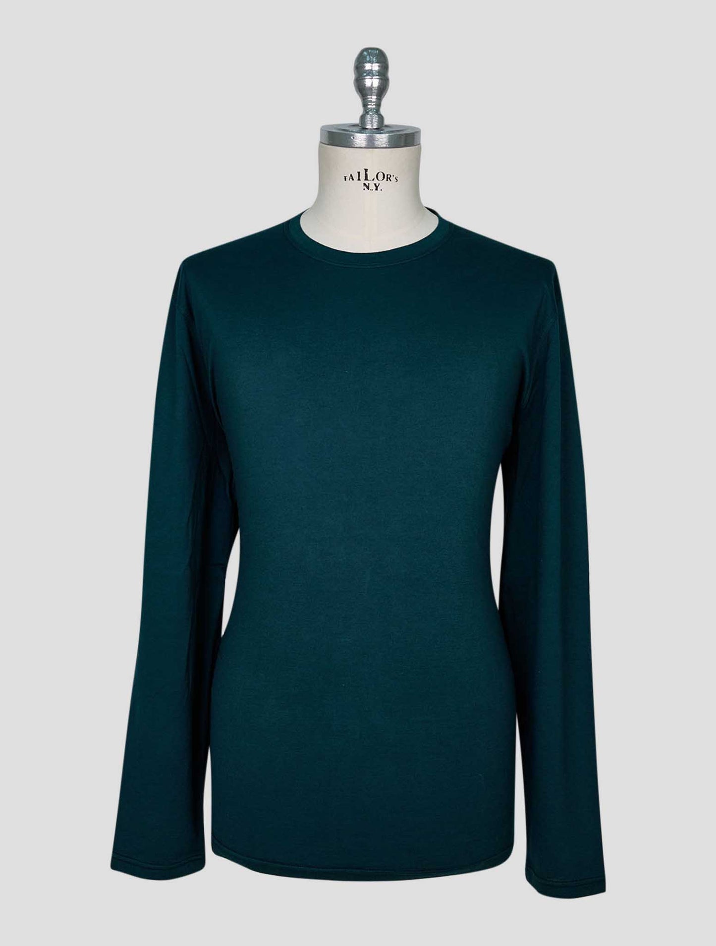 Kiton Green Cotton Cashmere T-Shirt Long Sleeve