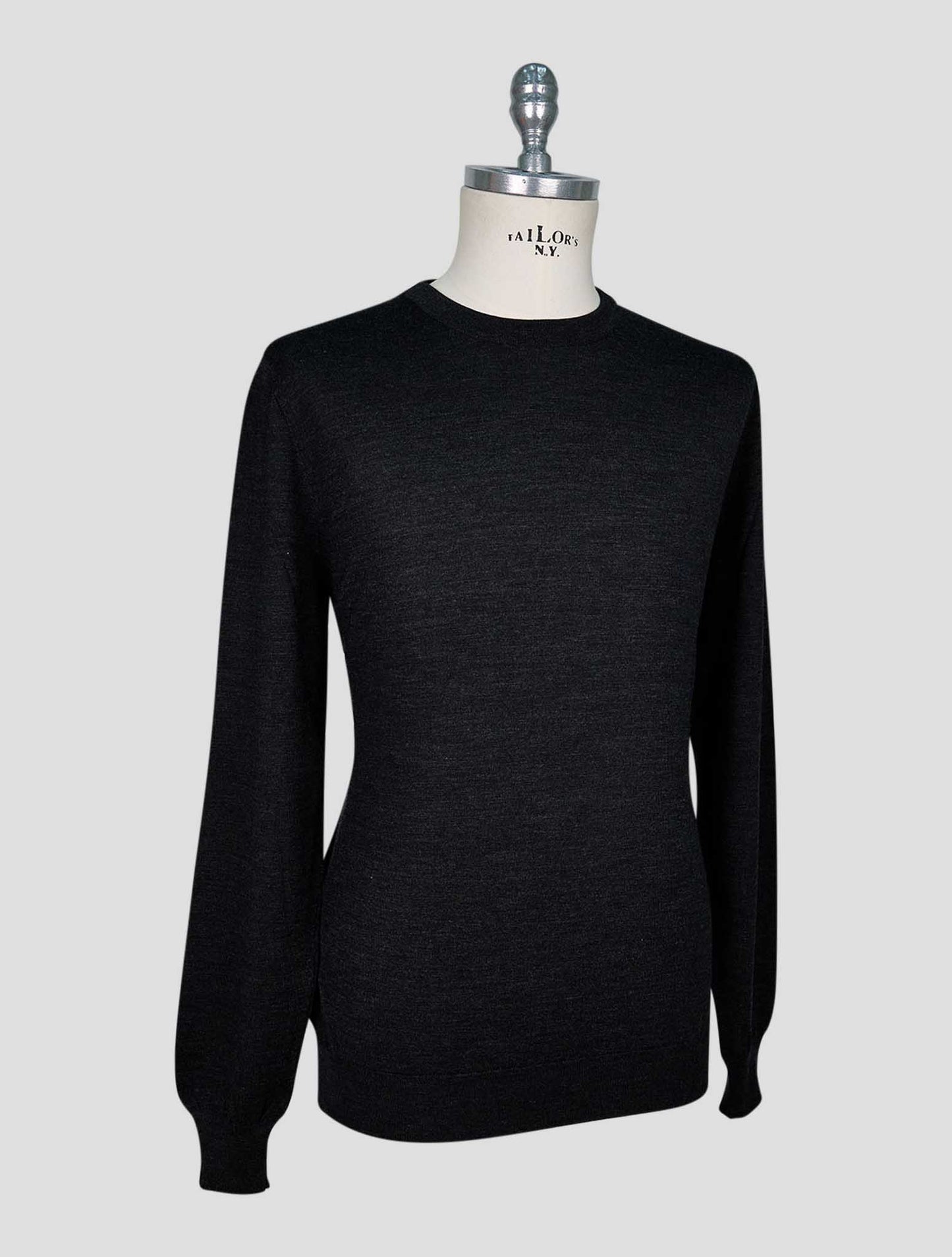 Kiton Black Wool Sweater Crewneck