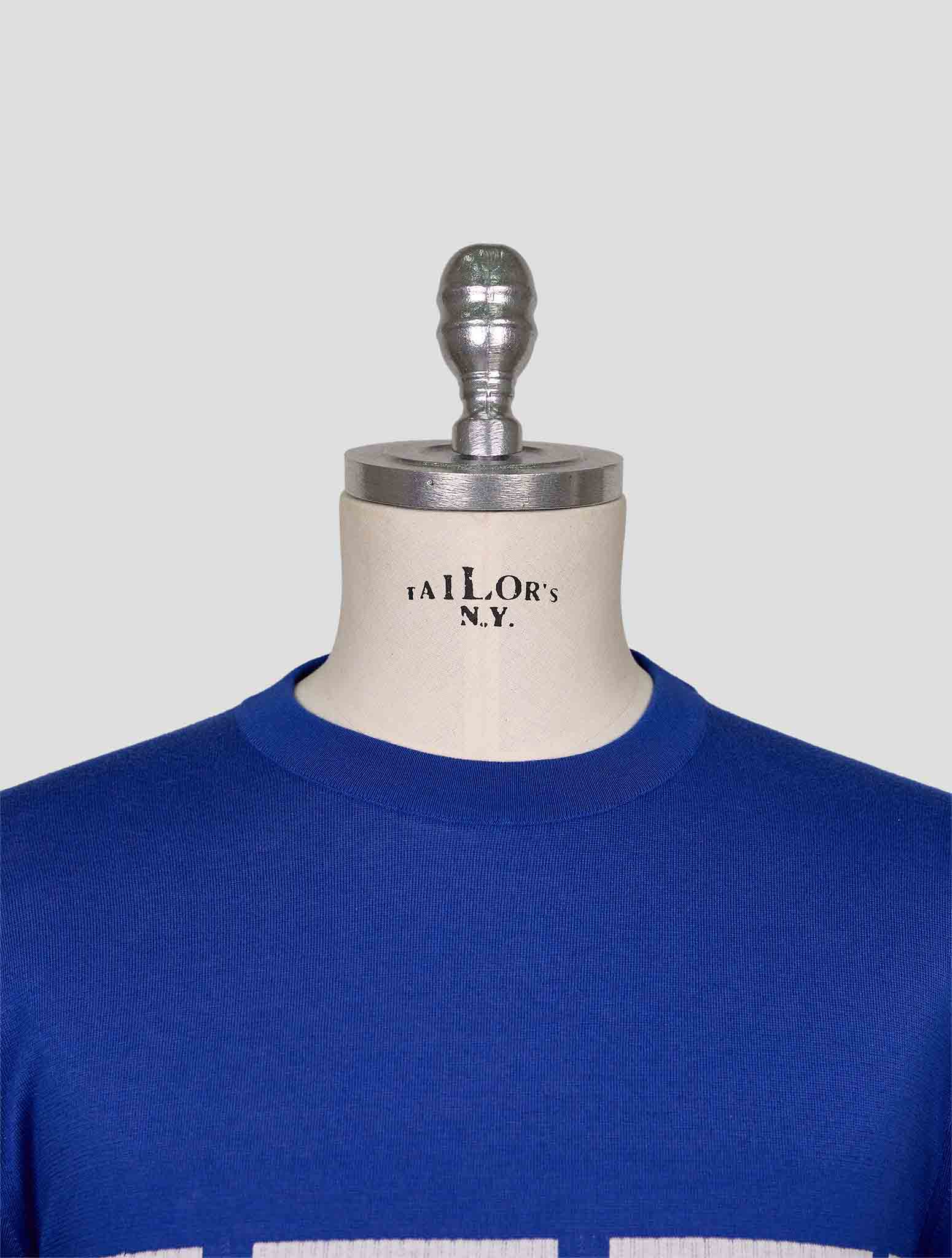 Kiton Blue Cotton Sweater Crewneck