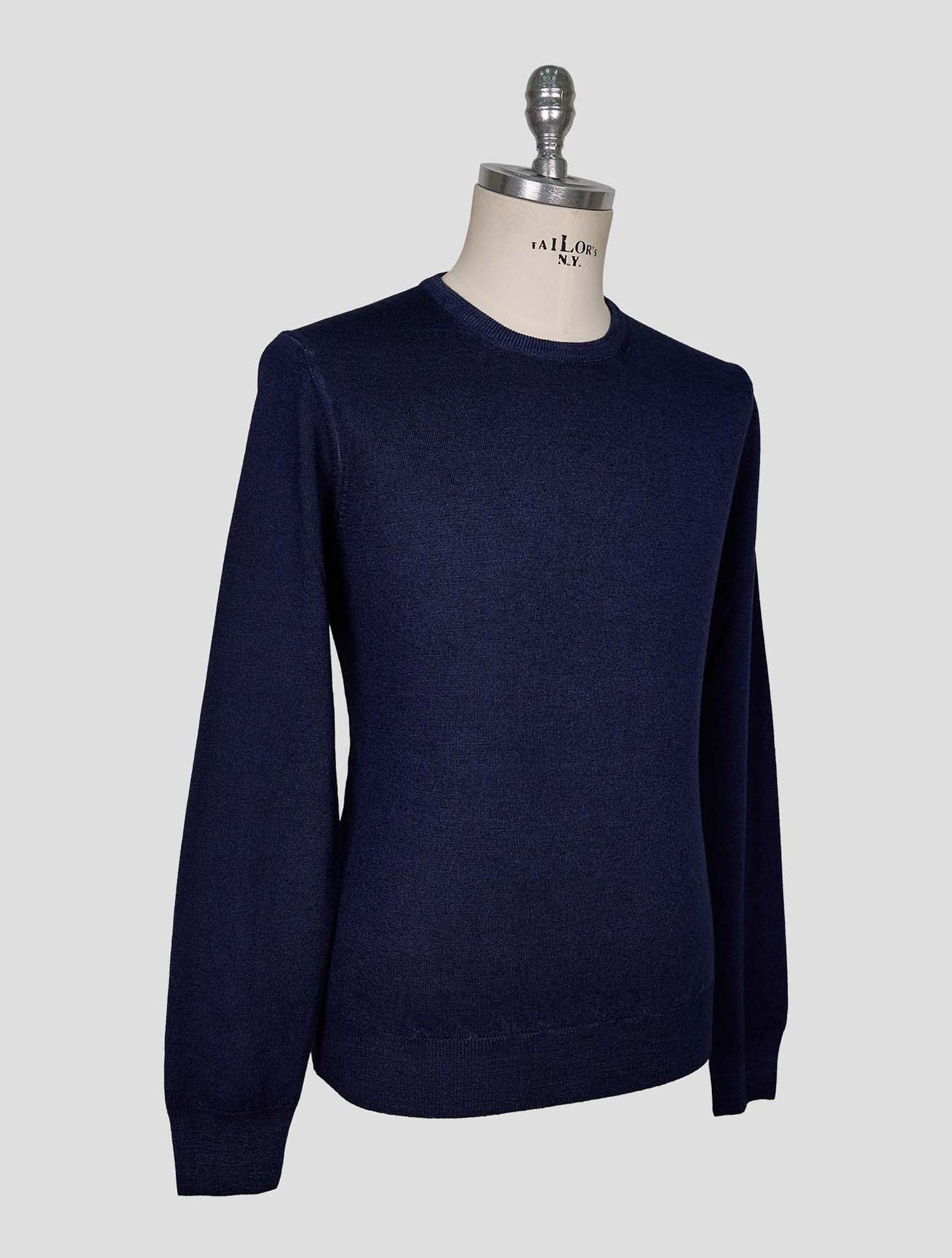 Kiton Blue Wool Sweater Crewneck