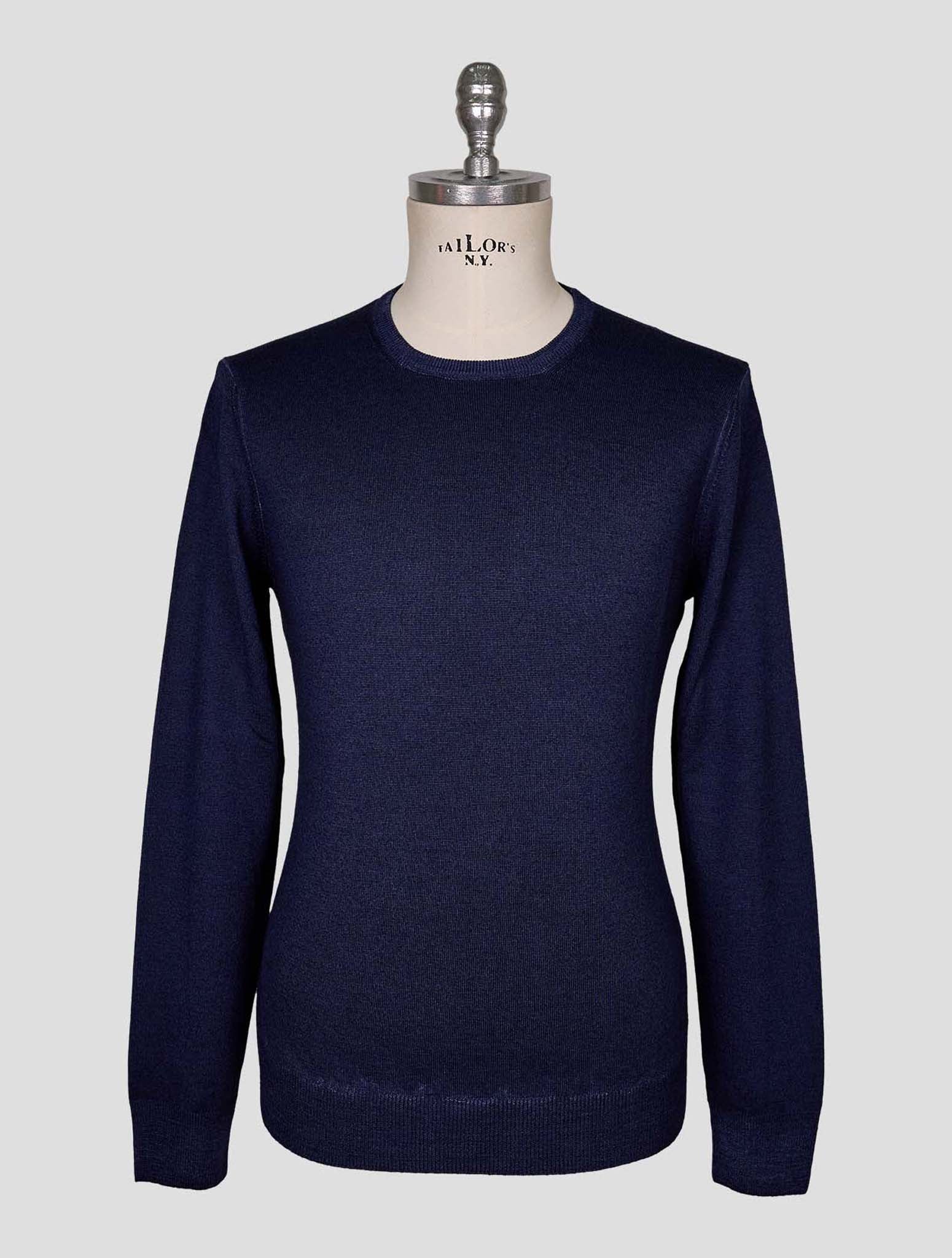 Kiton Blue Wool Sweater Crewneck