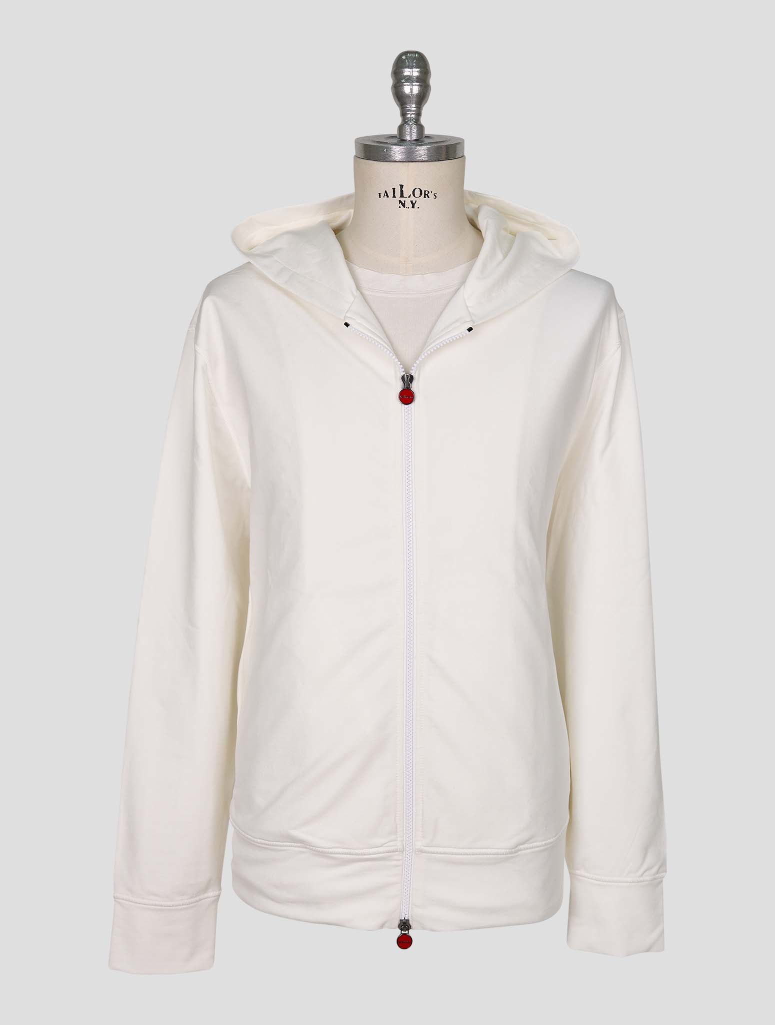 Kiton White Cotton Ea Sweater Full Zip