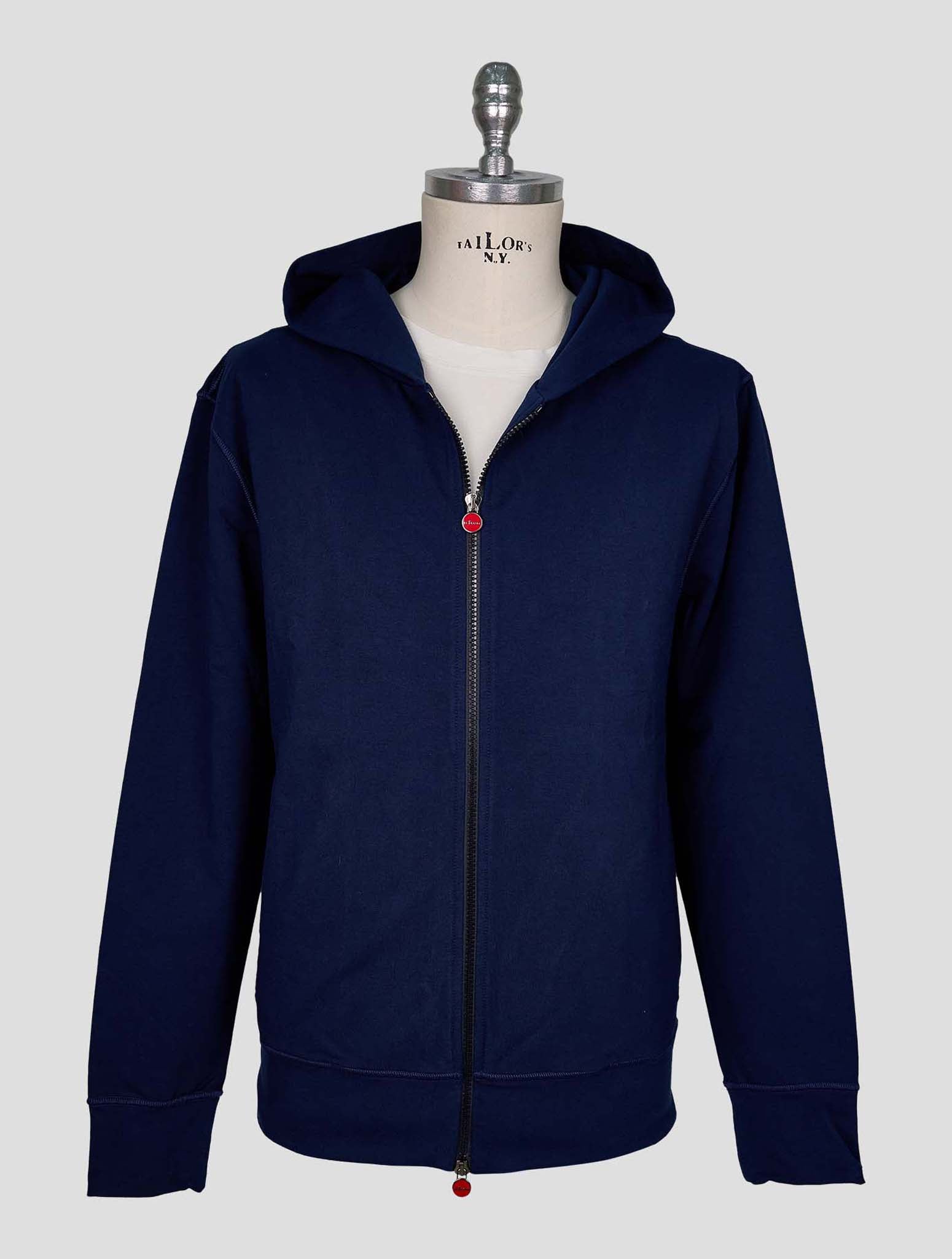 Kiton Blue Cotton Ea Sweater Full Zip