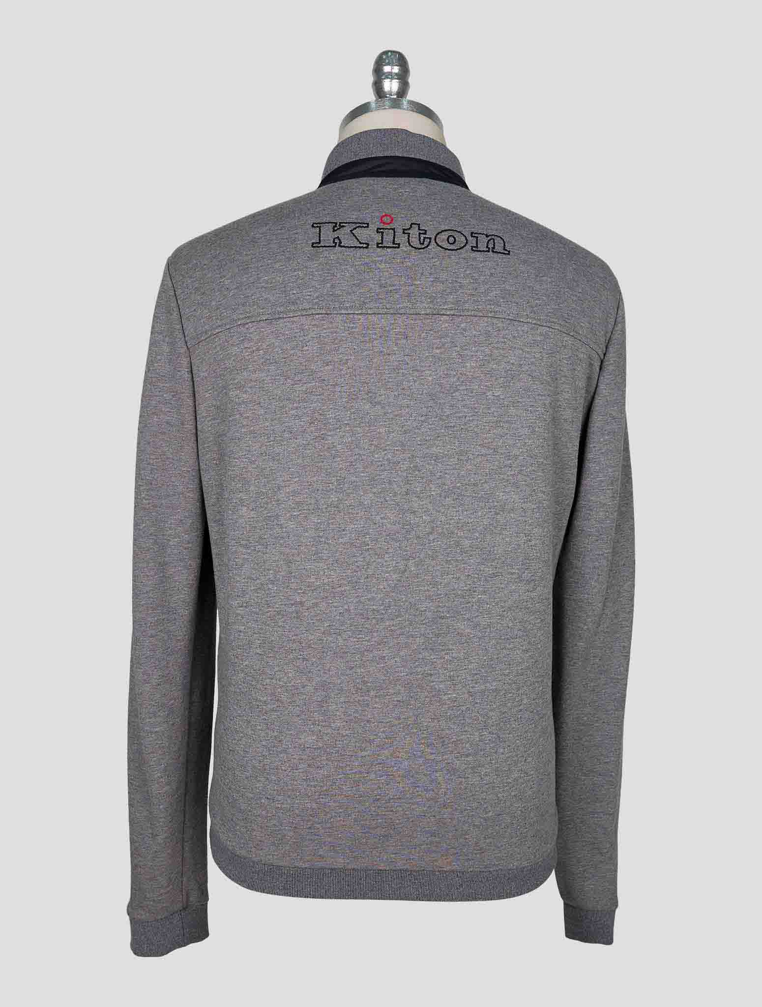 Kiton Gray Cotton Cashmere Coat