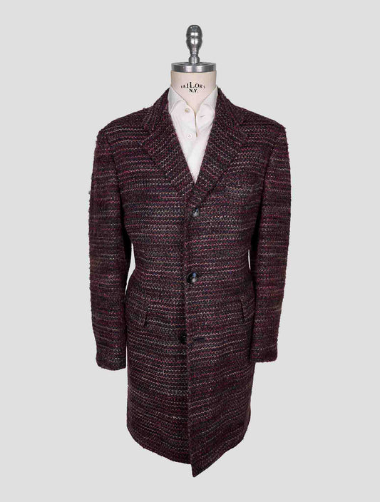 Kiton Multicolor Cashmere Virgin Wool Silk Overcoat