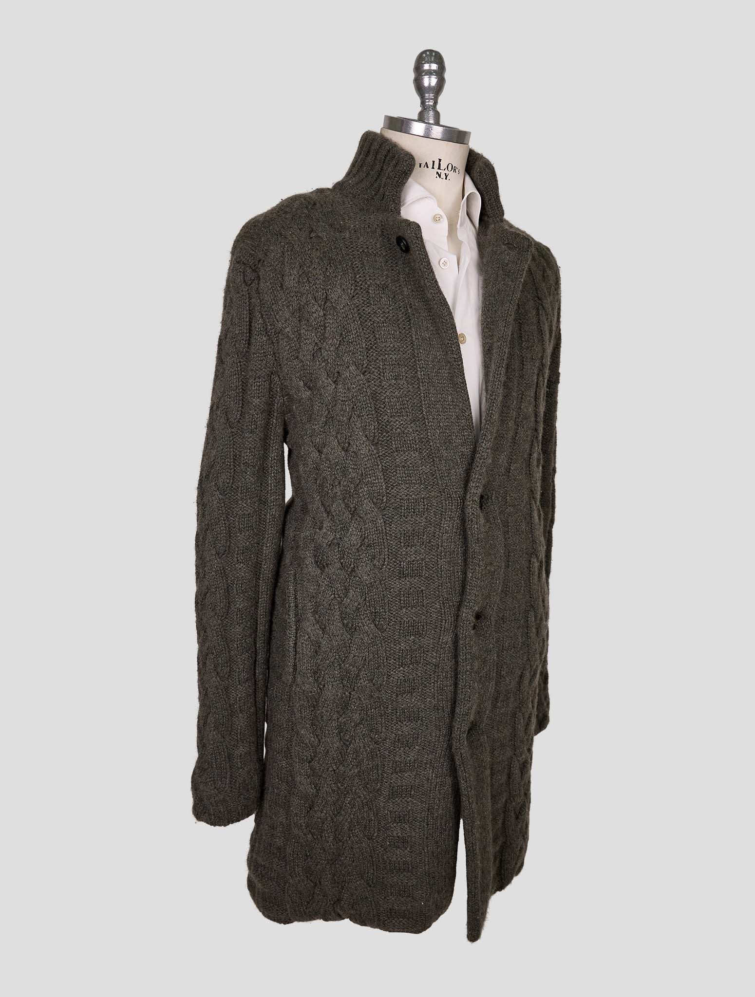 Kiton Green Cashmere Mink Fur Sweater Coat
