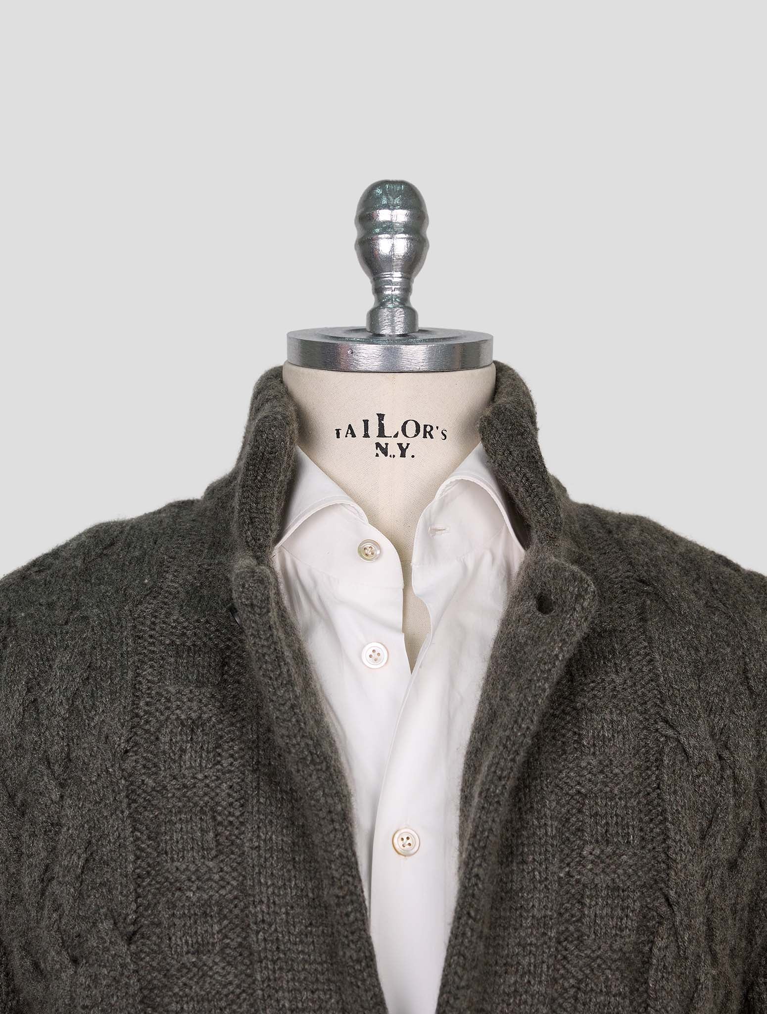 Kiton Green Cashmere Mink Fur Sweater Coat