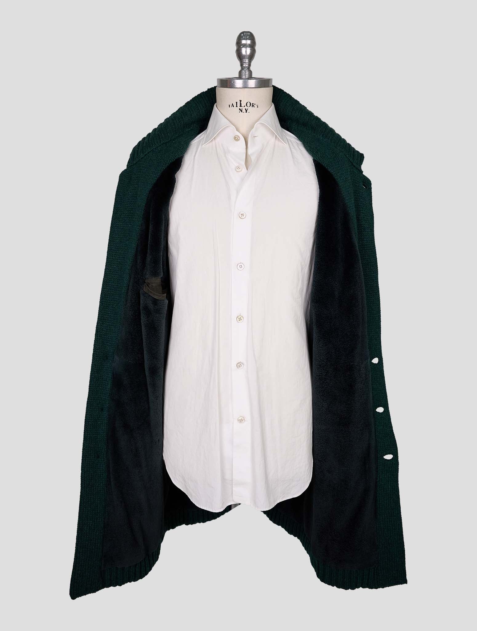 Kiton Dark Green Cashmere Mink Fur Sweater Coat