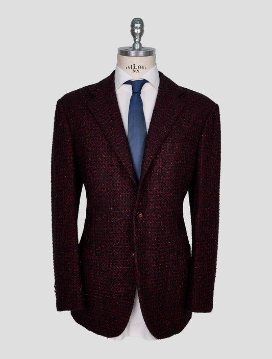 Kiton Red Black Cashmere Silk Blazer