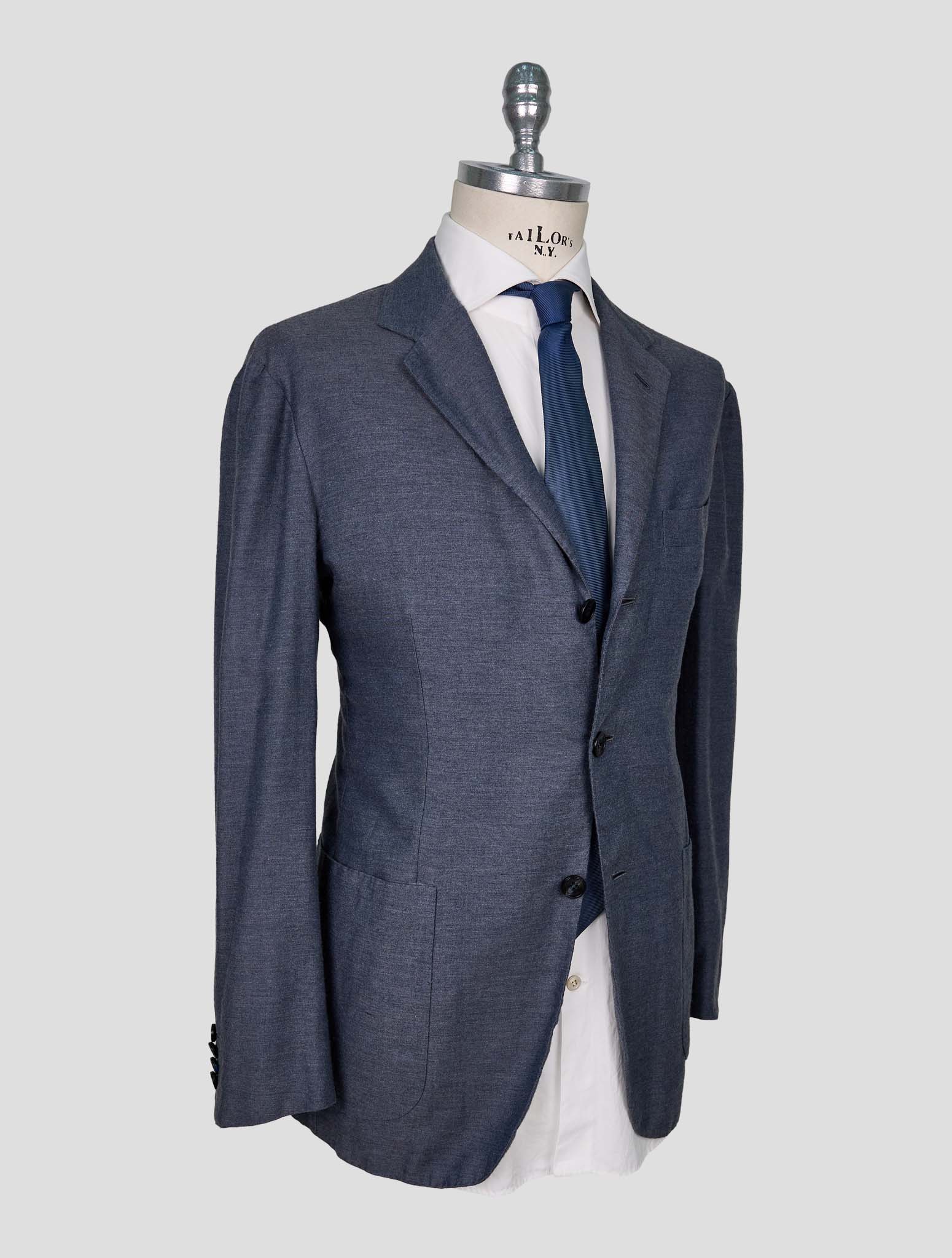 Kiton Blue Cotton Cashmere Blazer