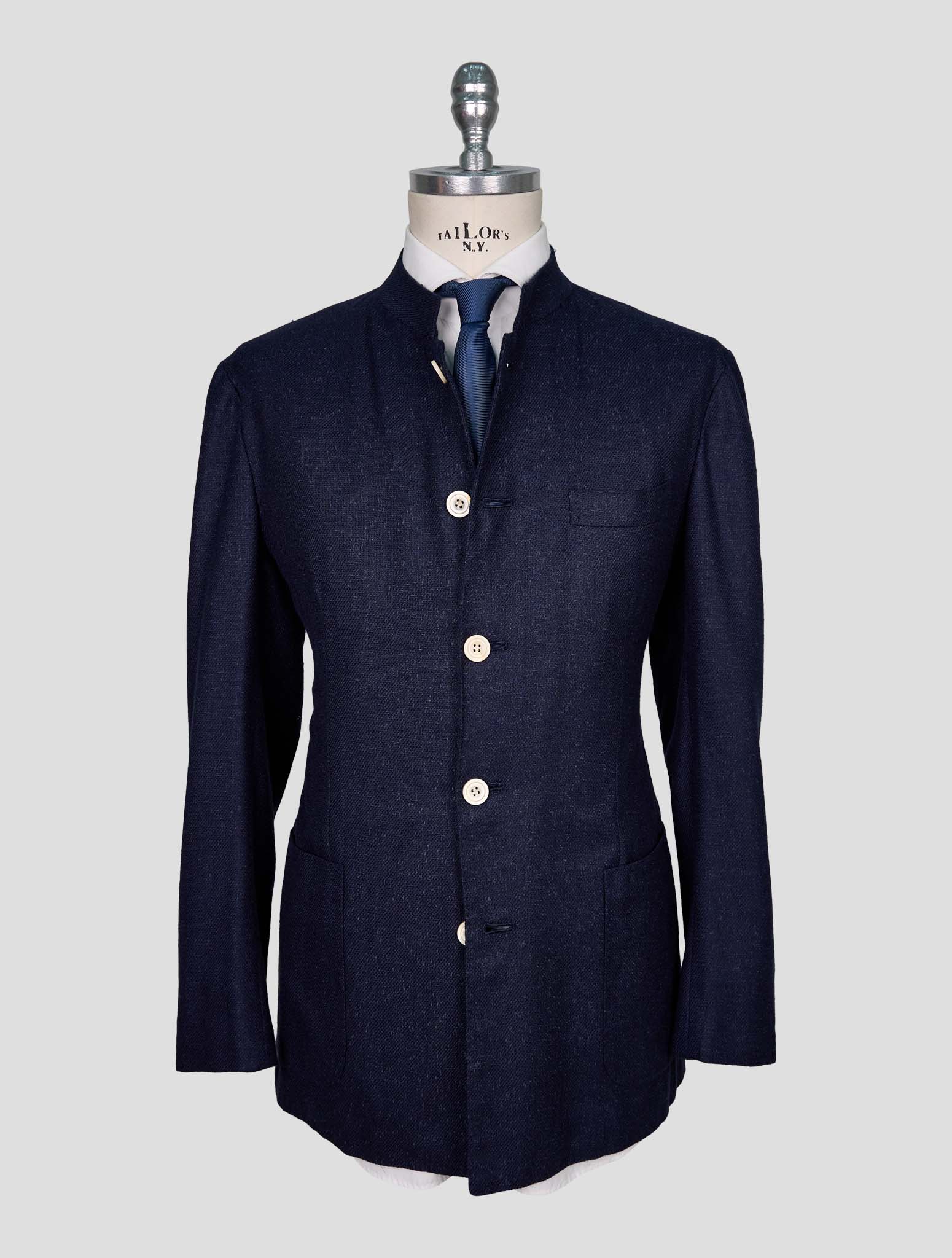 Kiton Blue Cashmere Wool Silk Linen Blazer