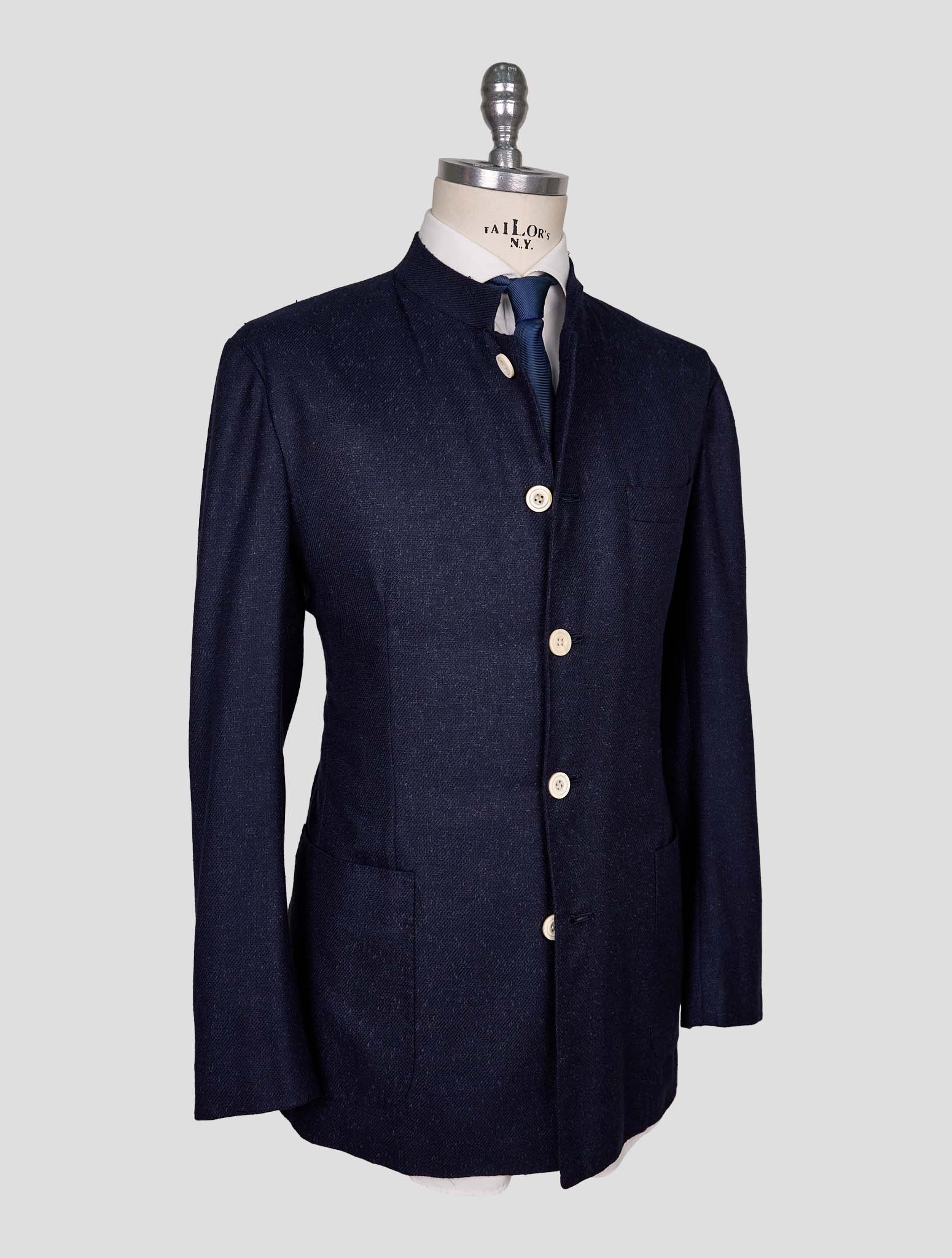 Kiton Blue Cashmere Wool Silk Linen Blazer