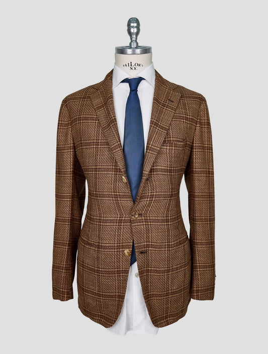 Kiton Brown Cotton Silk Coton Virgin Wool Pa Blazer