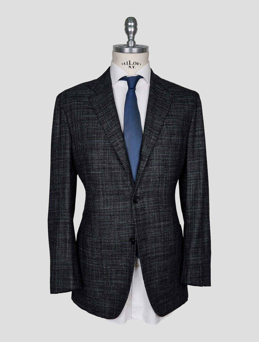 Kiton Light Blue Gray Cashmere Virgin Wool Silk Linen Blazer