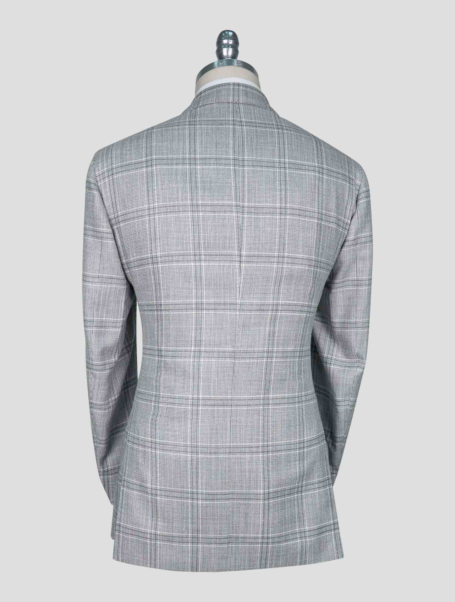 Kiton Gray White Cashmere Wool Silk Linen Blazer