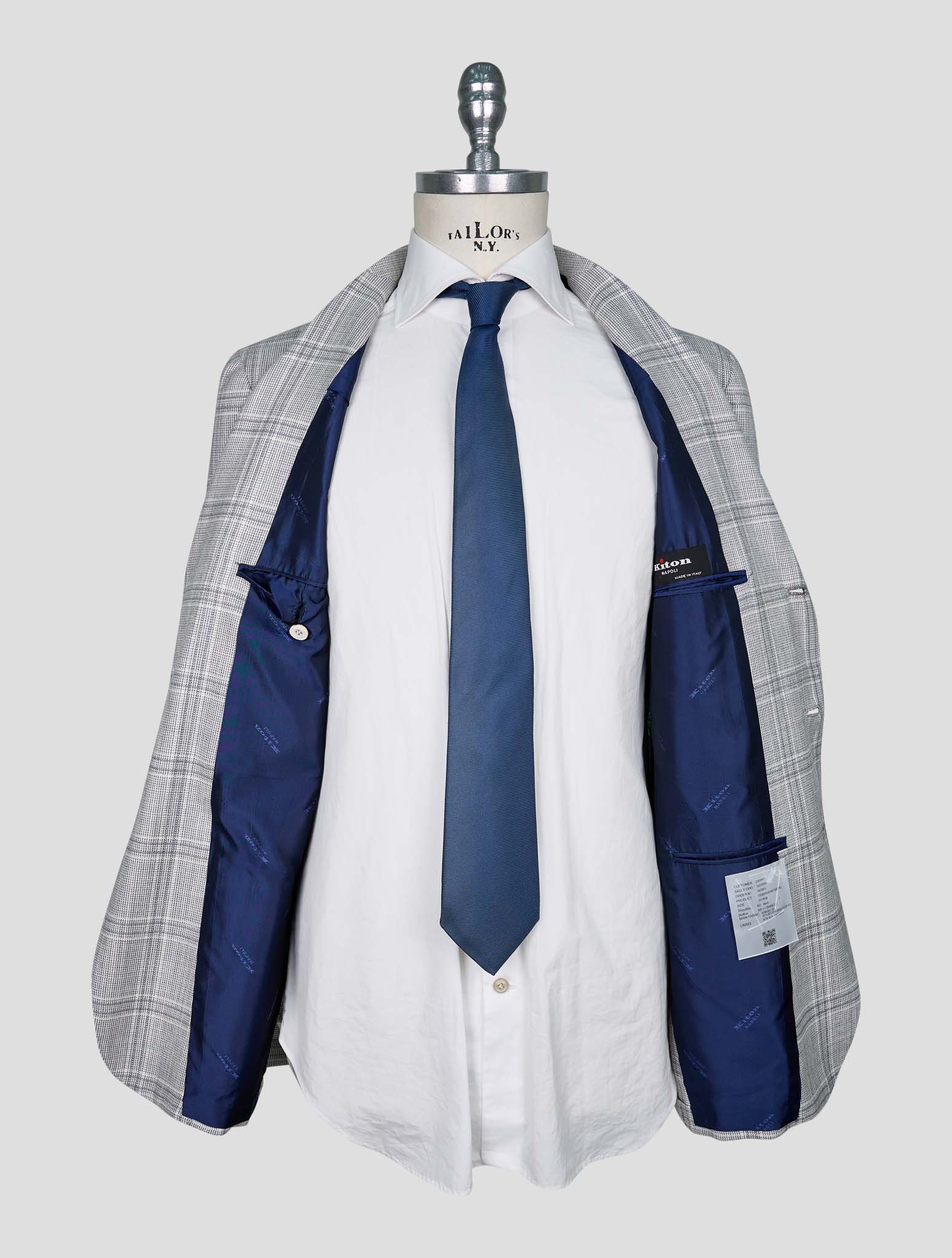 Kiton Gray White Cashmere Wool Silk Linen Blazer