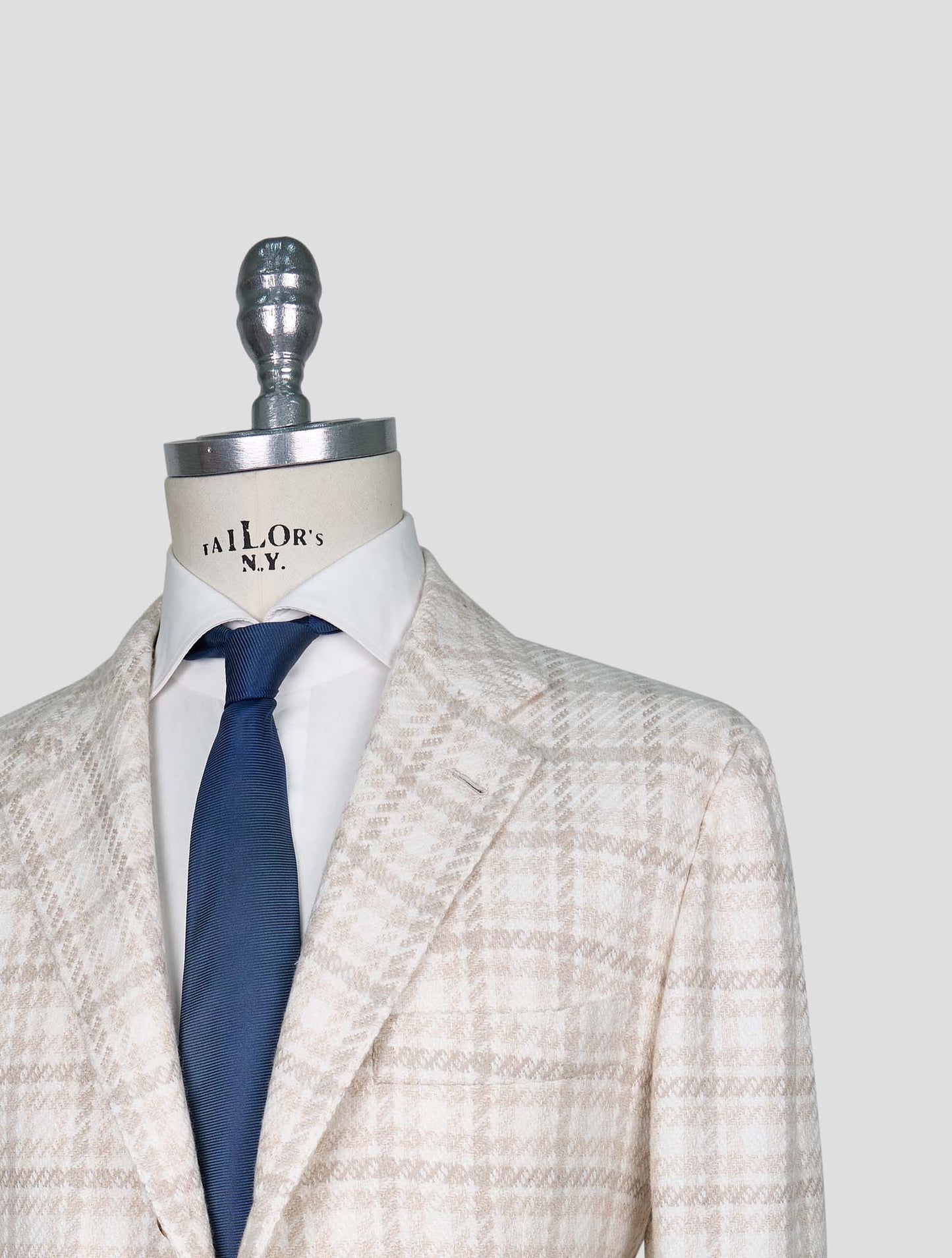 Kiton Beige White Cashmere Virgin Wool Silk Linen