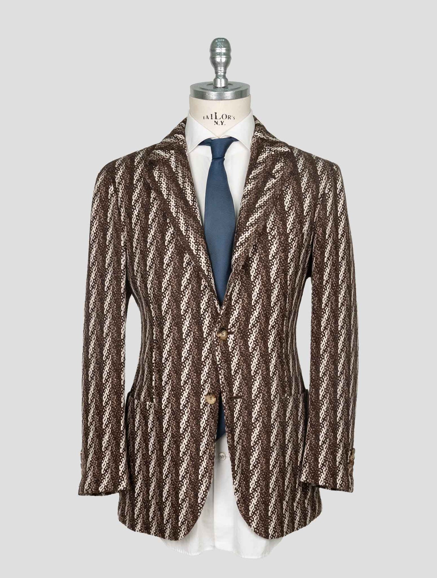 Kiton Brown White Cashmere Blazer