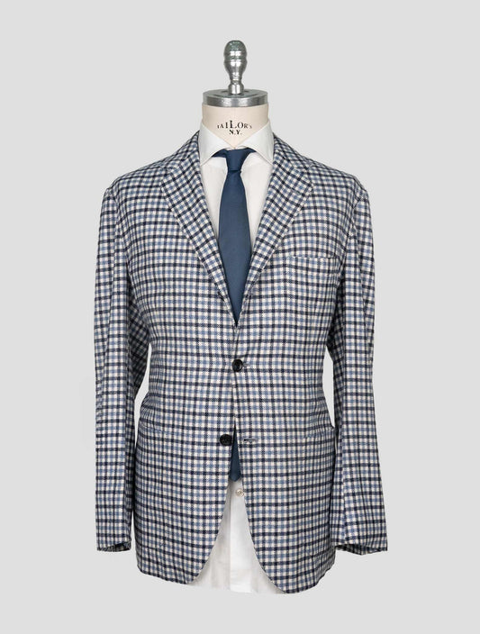 Kiton Blue White Cashmere Blazer