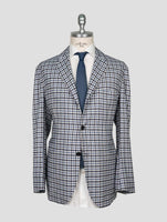 Kiton Blue White Cashmere Blazer