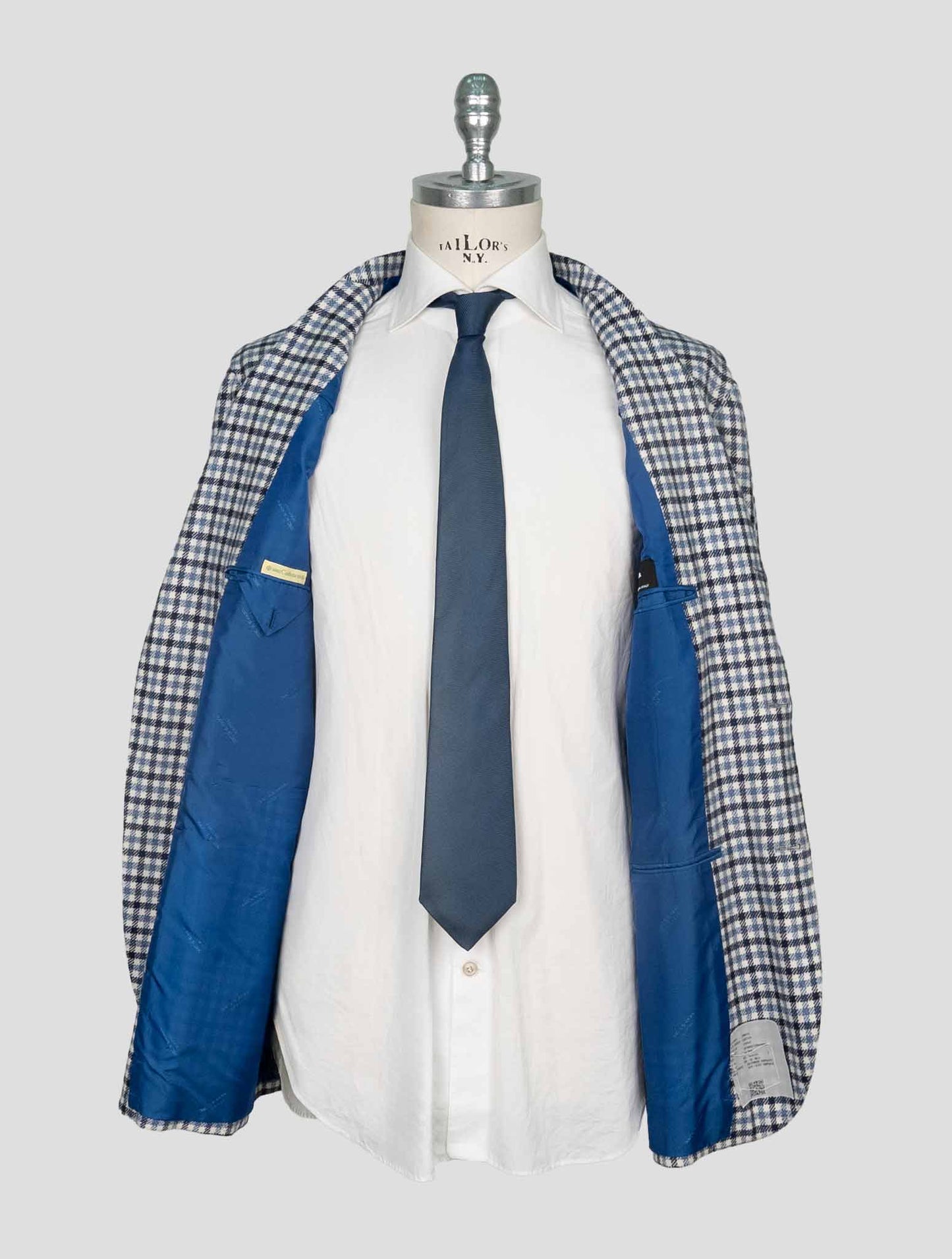 Kiton Blue White Cashmere Blazer