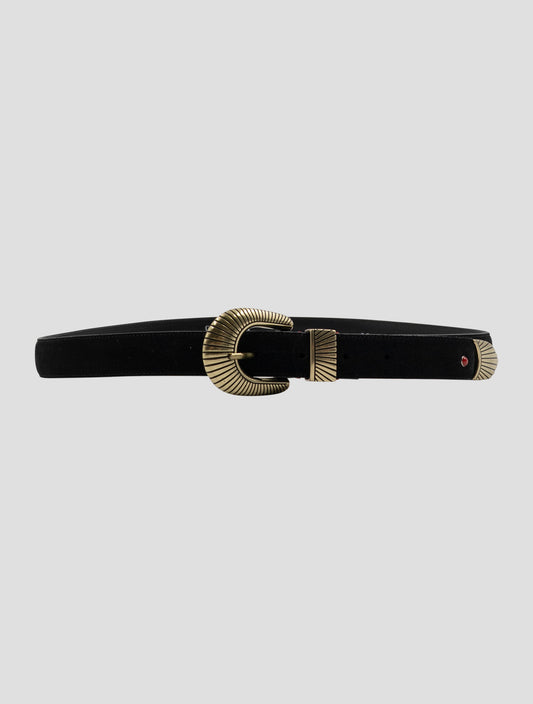 Kiton Black Leather Suede Belt