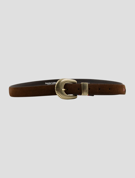 Kiton Brown Leather Suede Belt