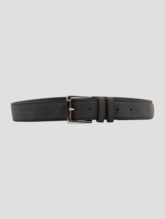 Kiton Gray Leather Suede Belt