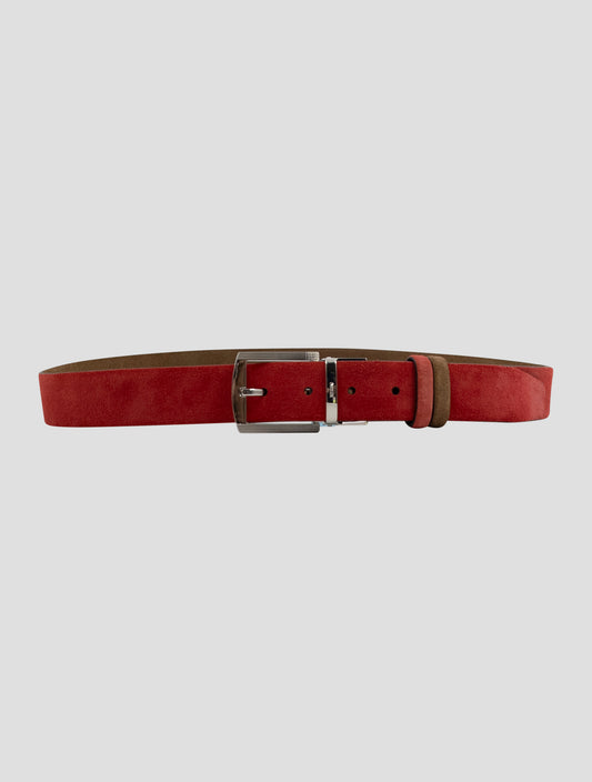Kiton Burgundy Leather Suede Belt