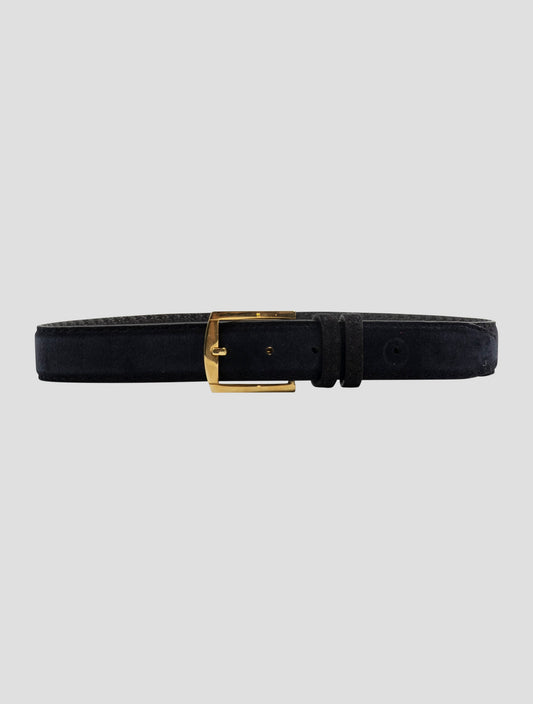 Kiton Black Leather Suede Belt