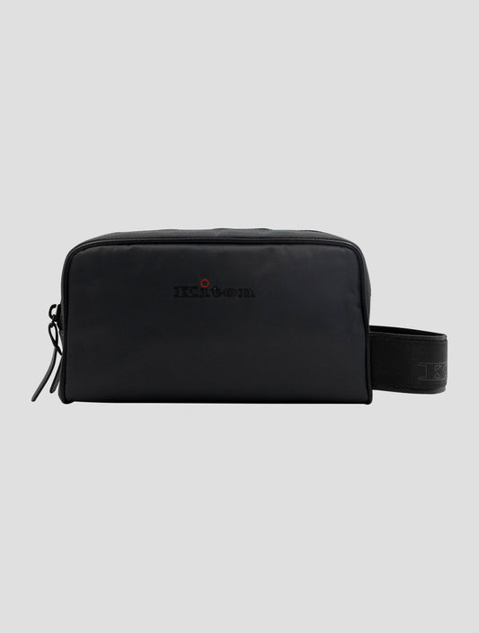 Kiton Gray Pa Cotton Leather Beauty Case Bag