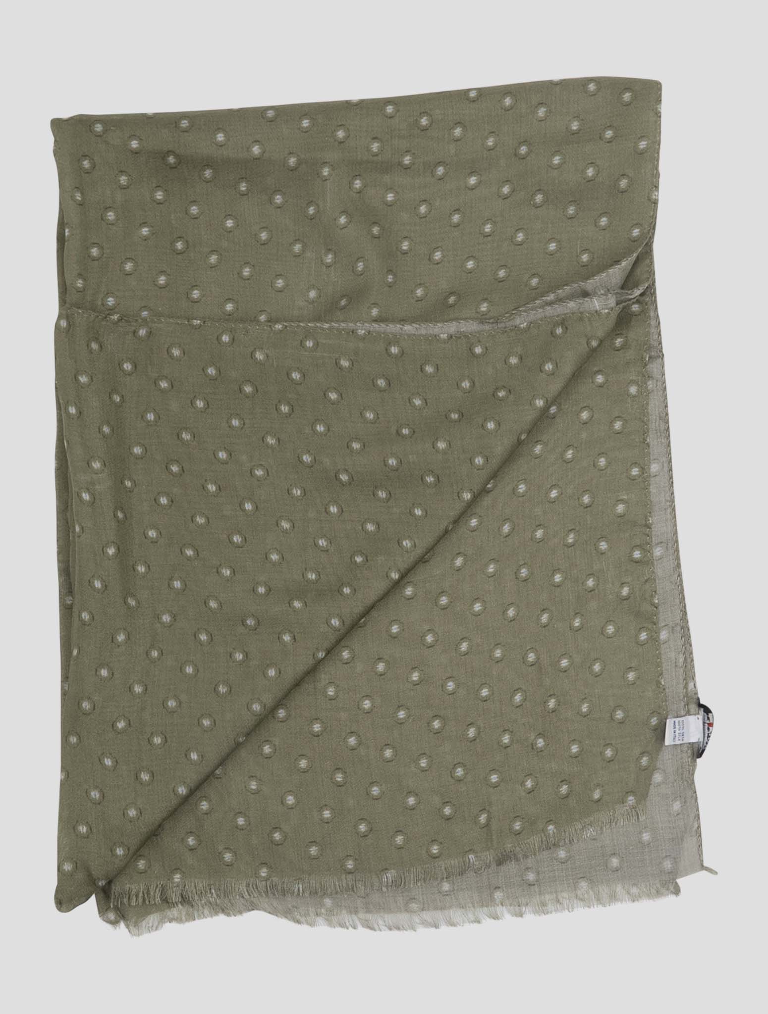 Kiton Green White Linen Scarf 65x180