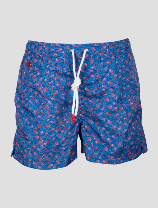 Kiton Light Blue Red Pl Swim Trunks