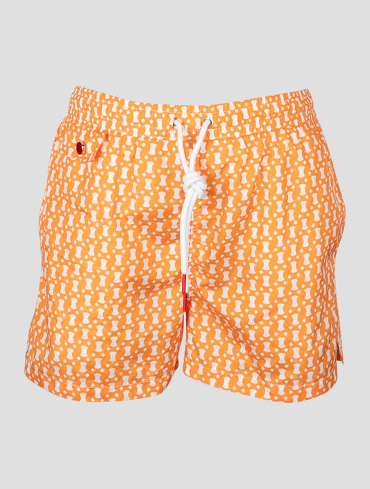 Kiton Orange White Pl Swim Trunks