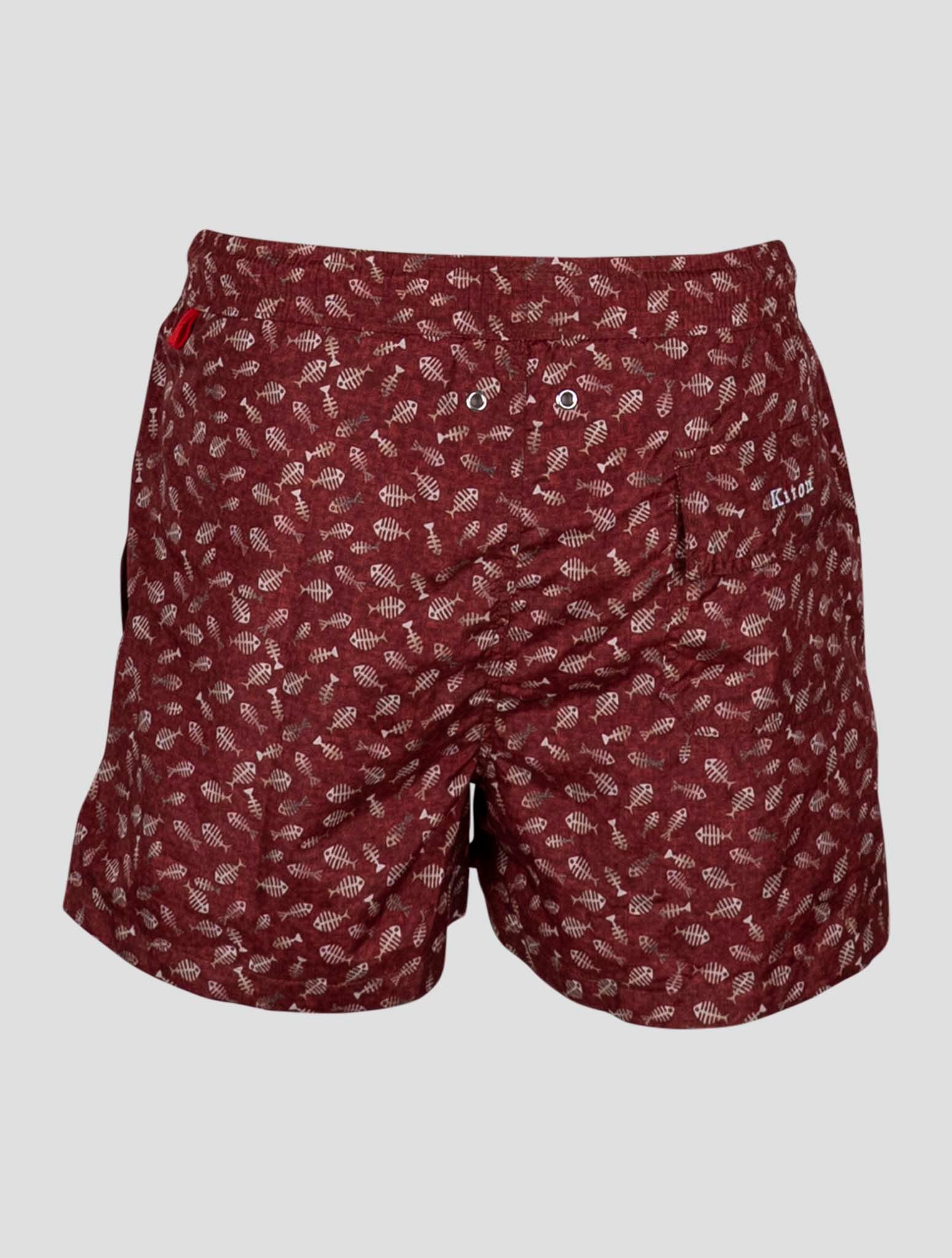 Kiton Burgundy White Pl Swim Trunks